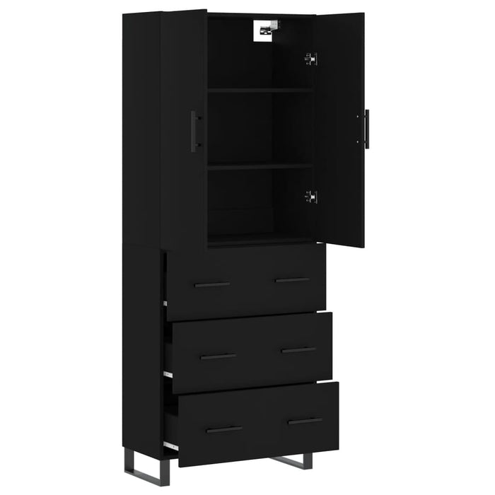 Dulap înalt, negru, 69,5x34x180 cm, lemn compozit WALTI