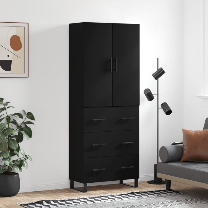 Dulap înalt, negru, 69,5x34x180 cm, lemn compozit WALTI
