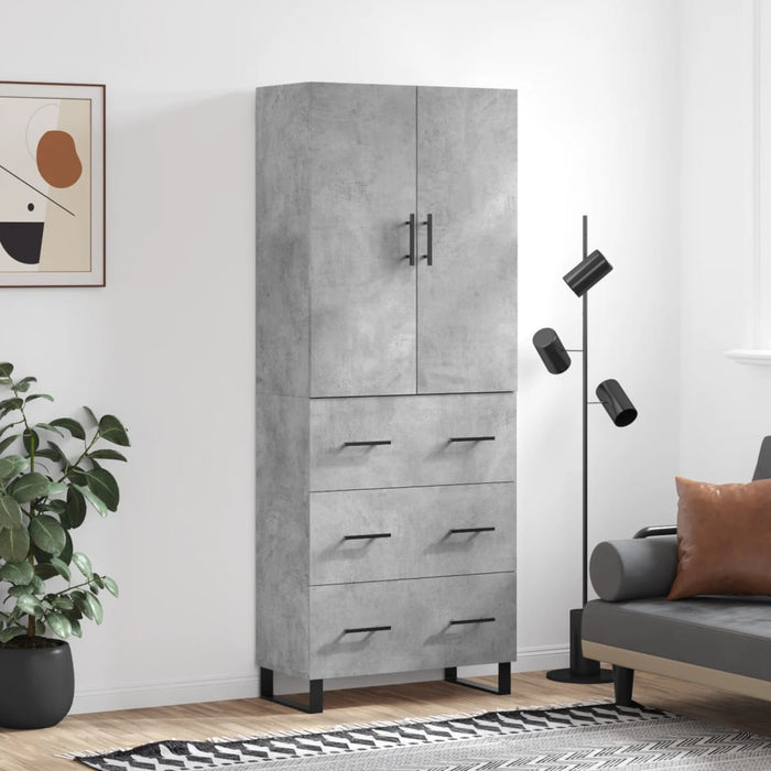 Dulap înalt, gri beton, 69,5x34x180, lemn compozit WALTI