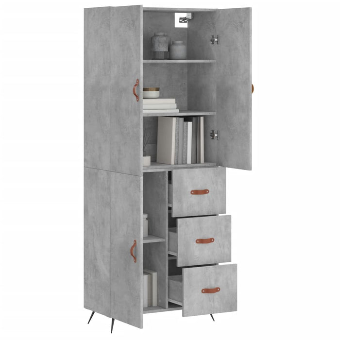 Dulap înalt, gri beton, 69,5x34x180, lemn compozit WALTI