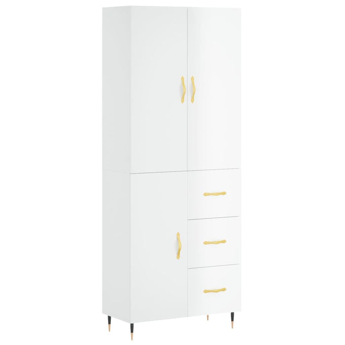 Dulap înalt, alb extralucios, 69,5x34x180 cm, lemn compozit WALTI