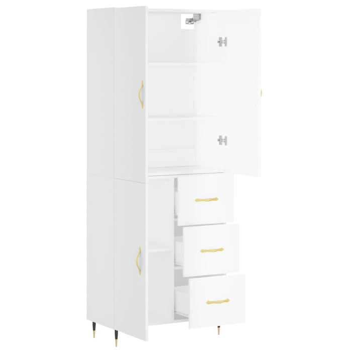 Dulap înalt, alb extralucios, 69,5x34x180 cm, lemn compozit WALTI