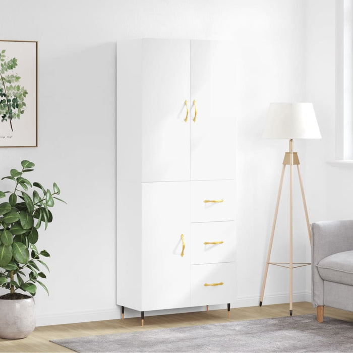 Dulap înalt, alb extralucios, 69,5x34x180 cm, lemn compozit WALTI