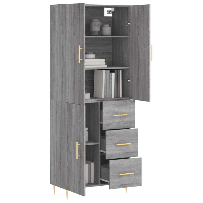 Dulap înalt, gri sonoma, 69,5x34x180 cm, lemn compozit WALTI