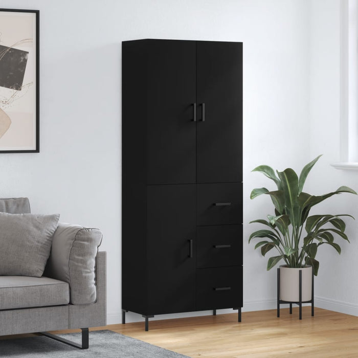 Dulap înalt, negru, 69,5x34x180 cm, lemn compozit WALTI
