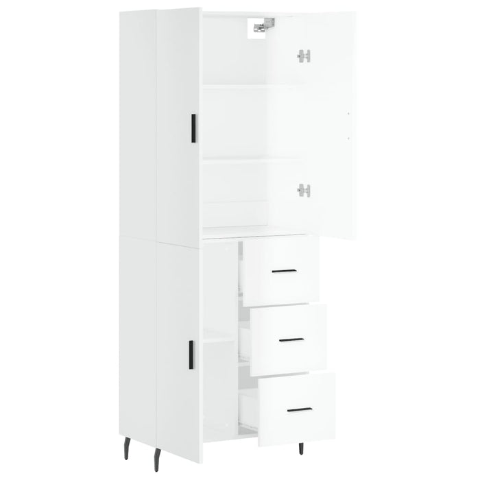 Dulap înalt, alb extralucios, 69,5x34x180 cm, lemn compozit WALTI