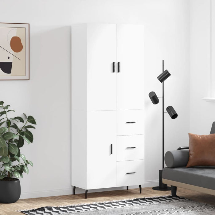 Dulap înalt, alb extralucios, 69,5x34x180 cm, lemn compozit WALTI