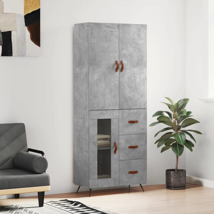 Dulap înalt, gri beton, 69,5x34x180, lemn compozit WALTI