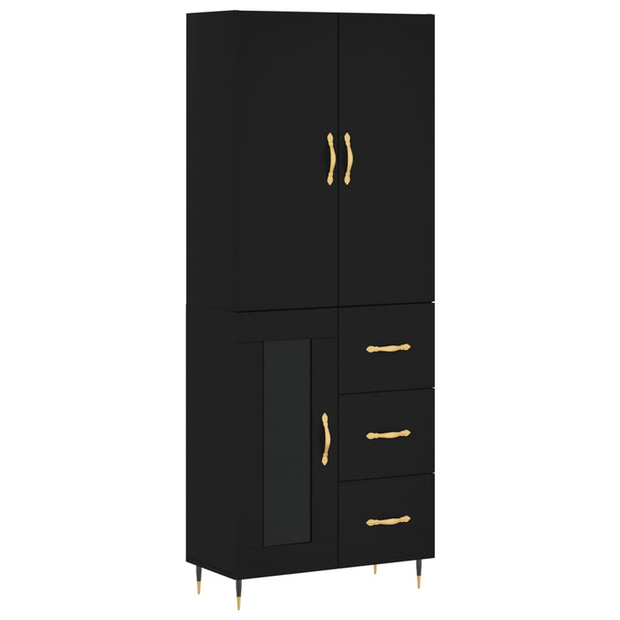 Dulap înalt, negru, 69,5x34x180 cm, lemn compozit WALTI