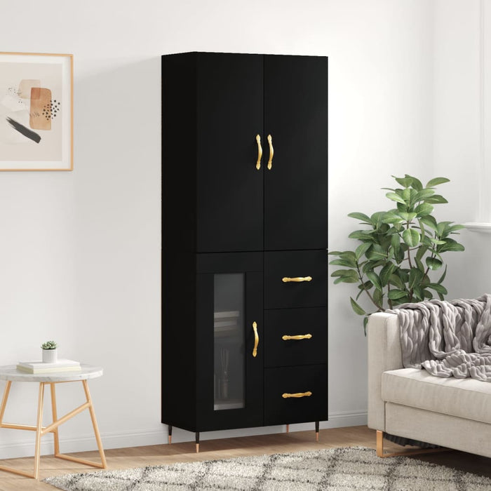 Dulap înalt, negru, 69,5x34x180 cm, lemn compozit WALTI