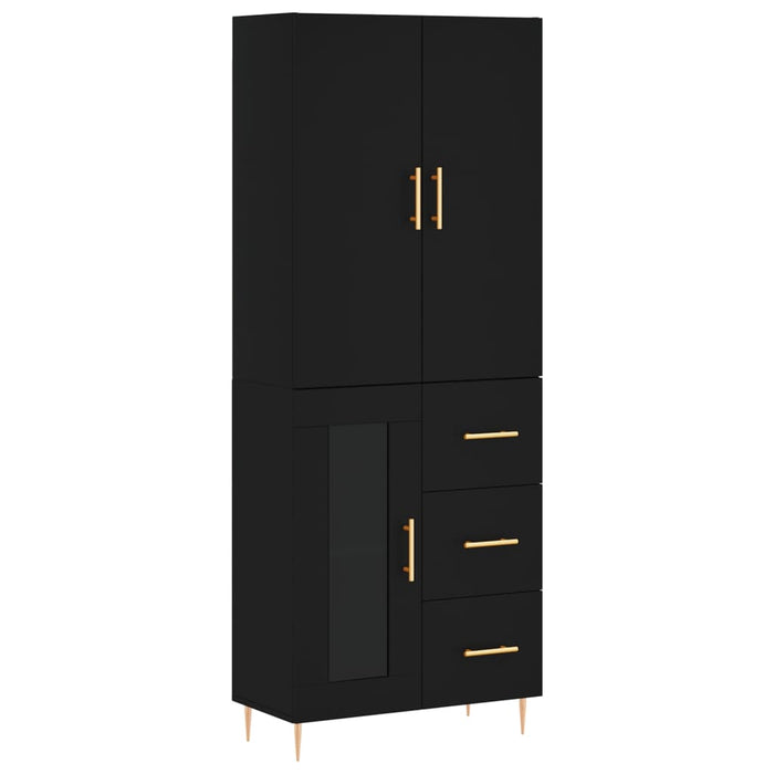 Dulap înalt, negru, 69,5x34x180 cm, lemn compozit WALTI