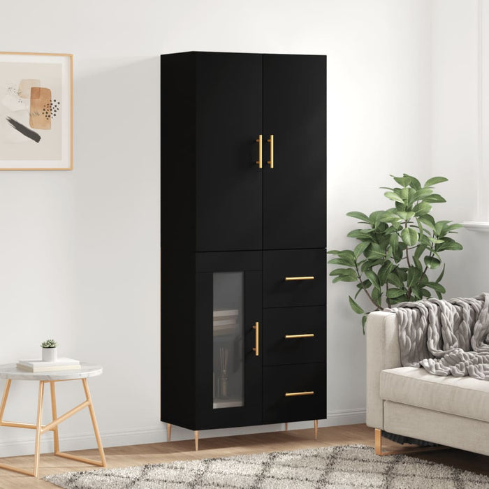 Dulap înalt, negru, 69,5x34x180 cm, lemn compozit WALTI