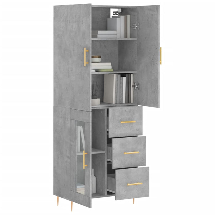 Dulap înalt, gri beton, 69,5x34x180, lemn compozit - WALTI WALTI