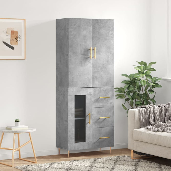 Dulap înalt, gri beton, 69,5x34x180, lemn compozit - WALTI WALTI