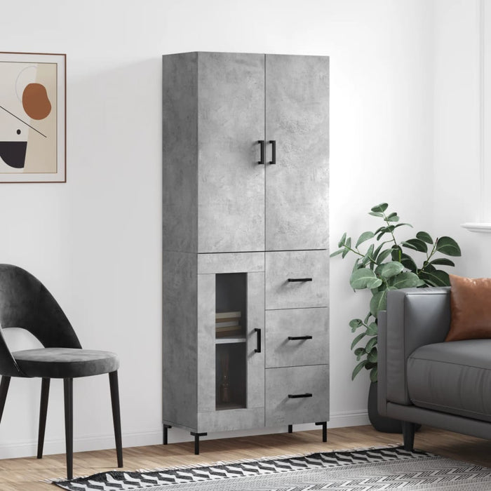 Dulap înalt, gri beton, 69,5x34x180, lemn compozit - WALTI WALTI
