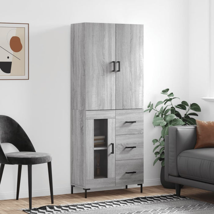 Dulap înalt, gri sonoma, 69,5x34x180 cm, lemn compozit WALTI