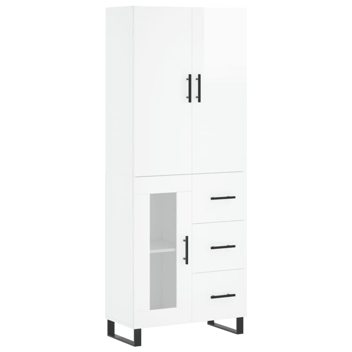 Dulap înalt, alb extralucios, 69,5x34x180 cm, lemn compozit WALTI