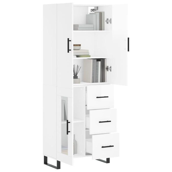 Dulap înalt, alb extralucios, 69,5x34x180 cm, lemn compozit WALTI