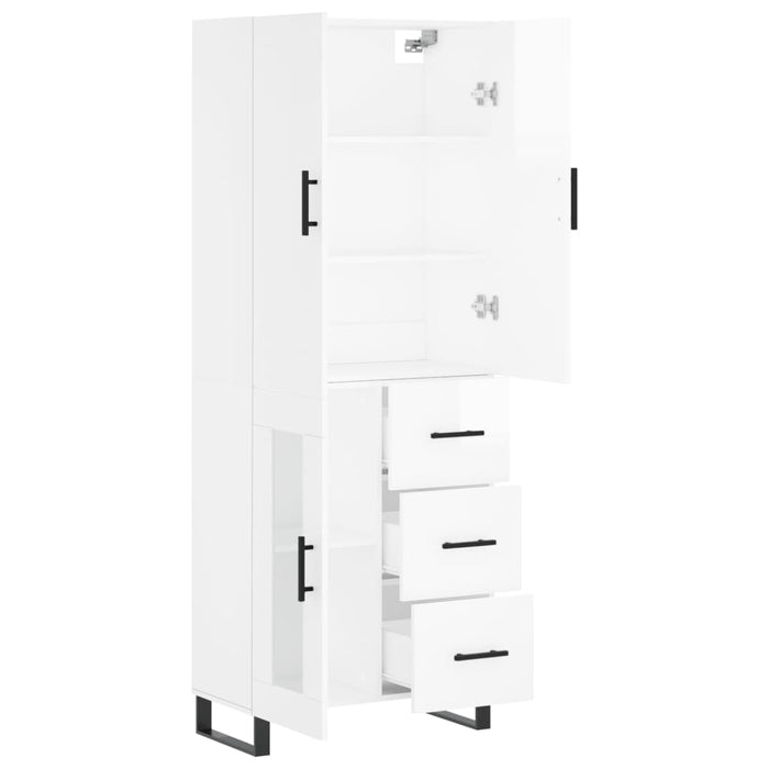 Dulap înalt, alb extralucios, 69,5x34x180 cm, lemn compozit WALTI