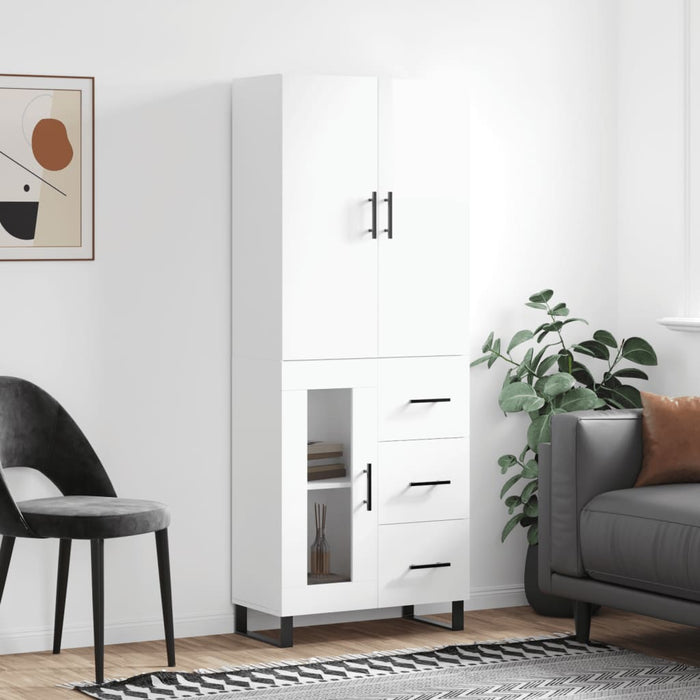 Dulap înalt, alb extralucios, 69,5x34x180 cm, lemn compozit WALTI