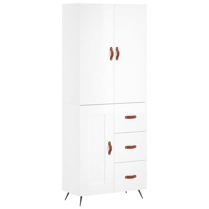 Dulap înalt, alb extralucios, 69,5x34x180 cm, lemn compozit WALTI
