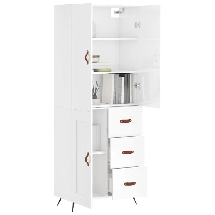 Dulap înalt, alb extralucios, 69,5x34x180 cm, lemn compozit WALTI