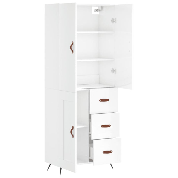 Dulap înalt, alb extralucios, 69,5x34x180 cm, lemn compozit WALTI