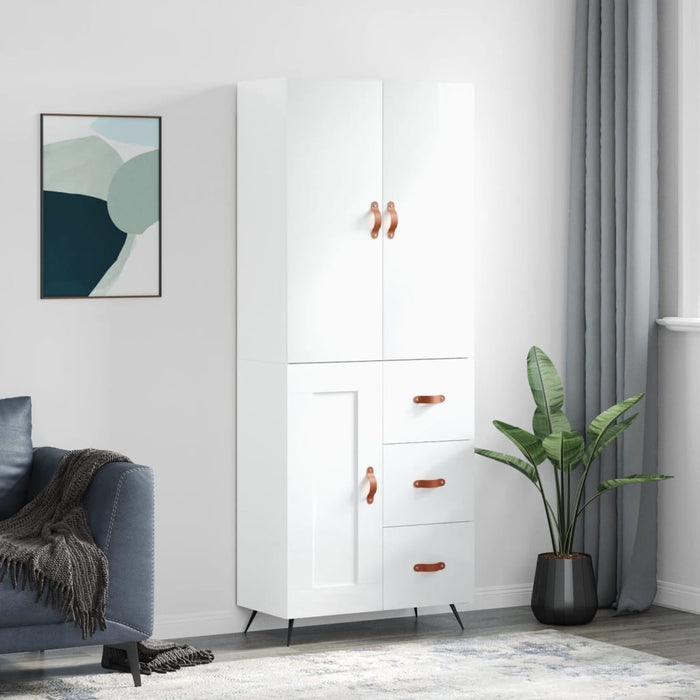 Dulap înalt, alb extralucios, 69,5x34x180 cm, lemn compozit WALTI