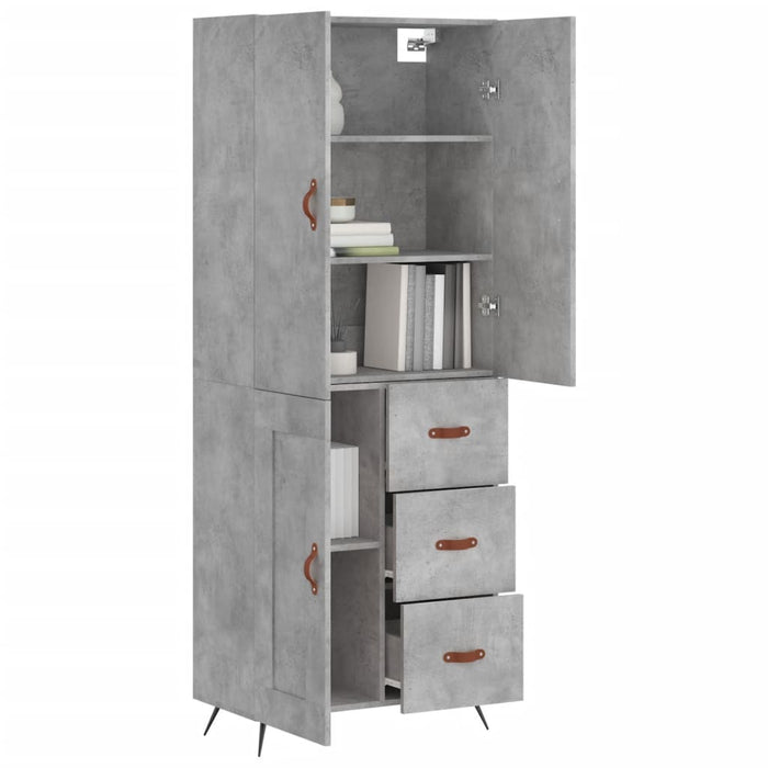 Dulap înalt, gri beton, 69,5x34x180, lemn compozit WALTI