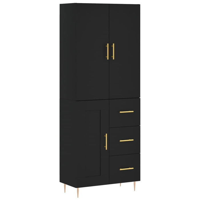 Dulap înalt, negru, 69,5x34x180 cm, lemn compozit WALTI