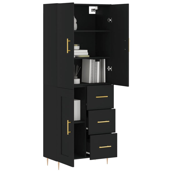 Dulap înalt, negru, 69,5x34x180 cm, lemn compozit WALTI