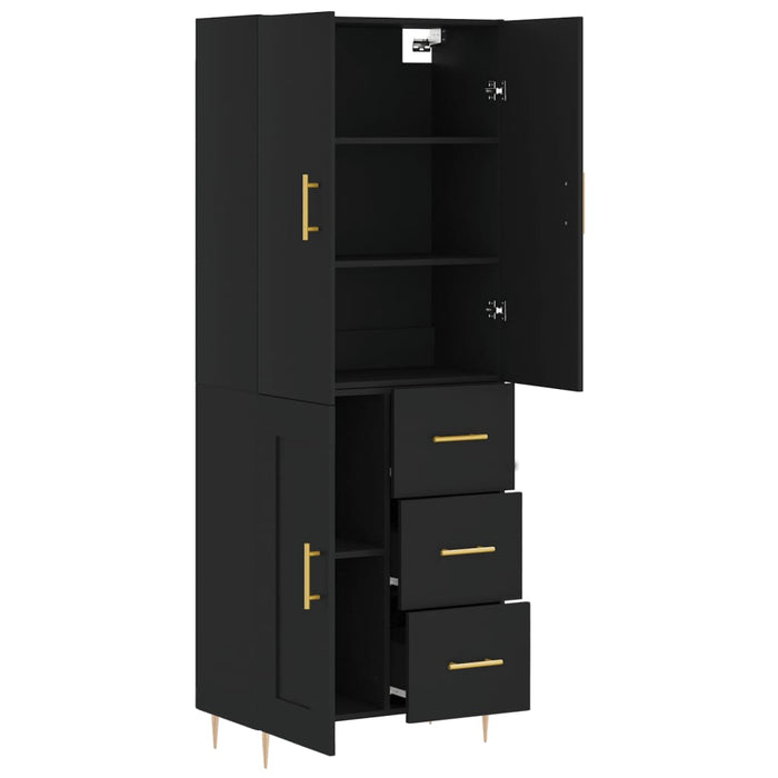 Dulap înalt, negru, 69,5x34x180 cm, lemn compozit WALTI