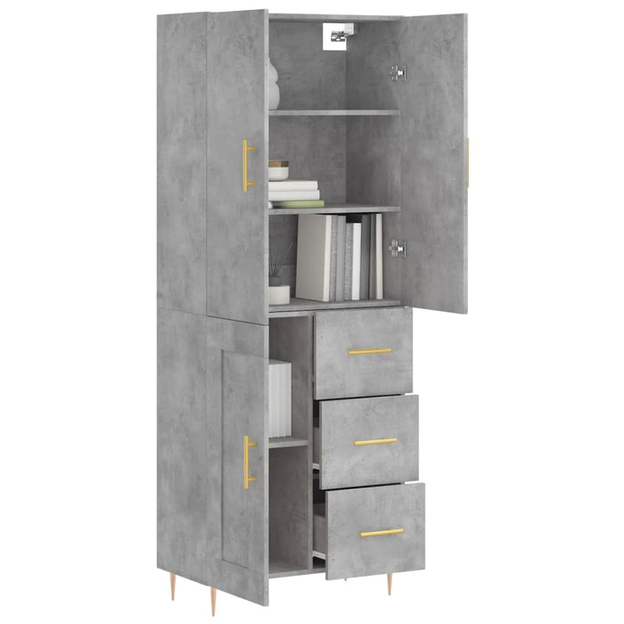Dulap înalt, gri beton, 69,5x34x180, lemn compozit WALTI