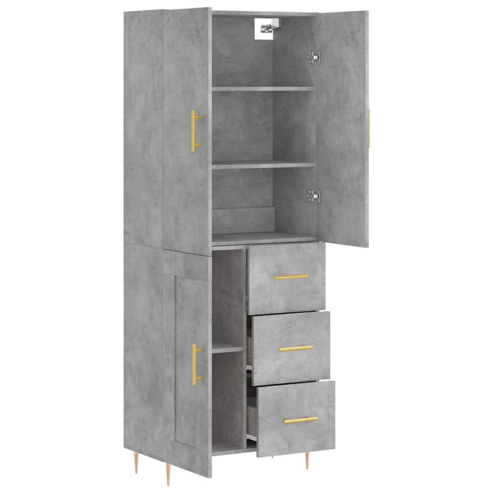 Dulap înalt, gri beton, 69,5x34x180, lemn compozit WALTI