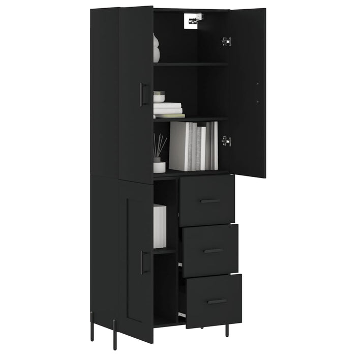 Dulap înalt, negru, 69,5x34x180 cm, lemn compozit WALTI