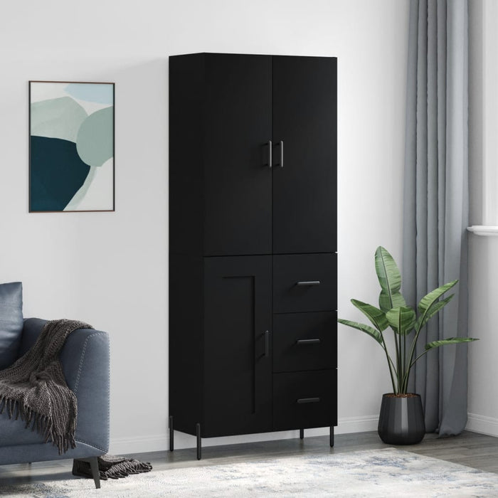 Dulap înalt, negru, 69,5x34x180 cm, lemn compozit WALTI