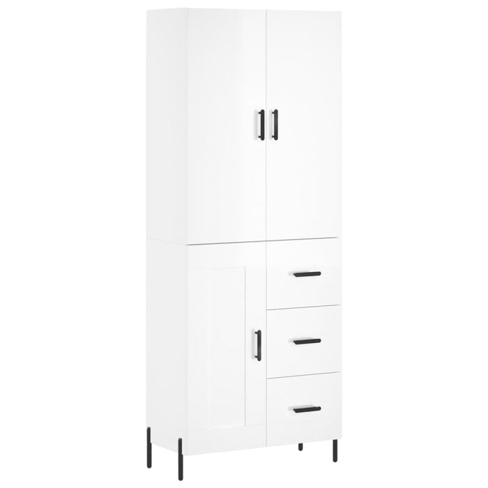 Dulap înalt, alb extralucios, 69,5x34x180 cm, lemn compozit WALTI