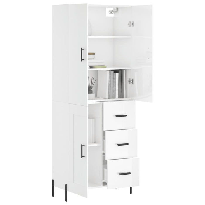 Dulap înalt, alb extralucios, 69,5x34x180 cm, lemn compozit WALTI