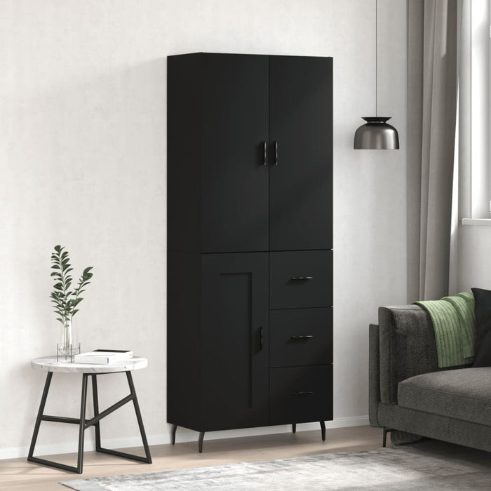 Dulap înalt, negru, 69,5x34x180 cm, lemn compozit WALTI
