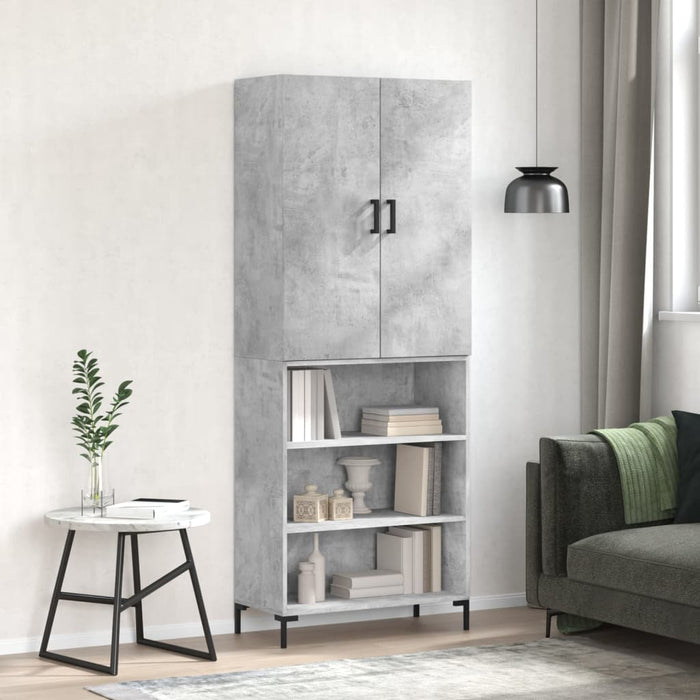 Dulap înalt, gri beton, 69,5x34x180, lemn compozit - WALTI WALTI