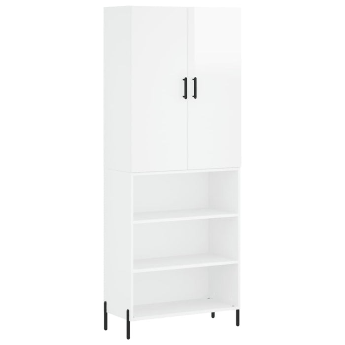 Dulap înalt, alb extralucios, 69,5x34x180 cm, lemn compozit WALTI