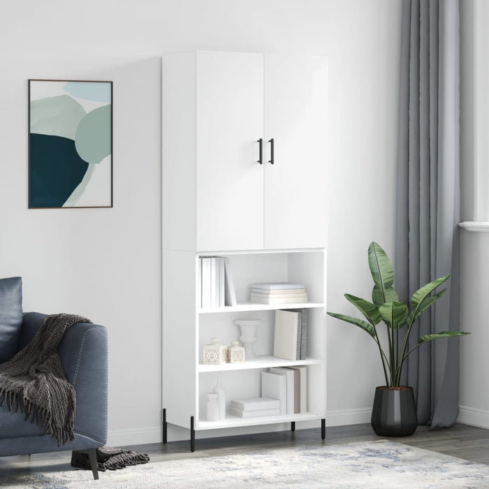 Dulap înalt, alb extralucios, 69,5x34x180 cm, lemn compozit WALTI