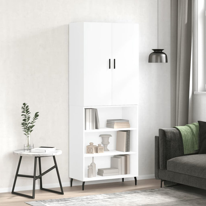 Dulap înalt, alb extralucios, 69,5x34x180 cm, lemn compozit WALTI