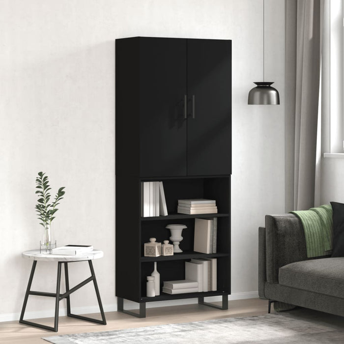 Dulap înalt, negru, 69,5x34x180 cm, lemn compozit WALTI