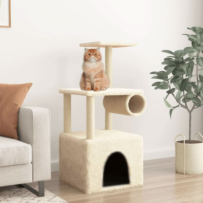 Ansamblu de pisici cu stâlpi din funie de sisal, crem, 109,5 cm - WALTI WALTI