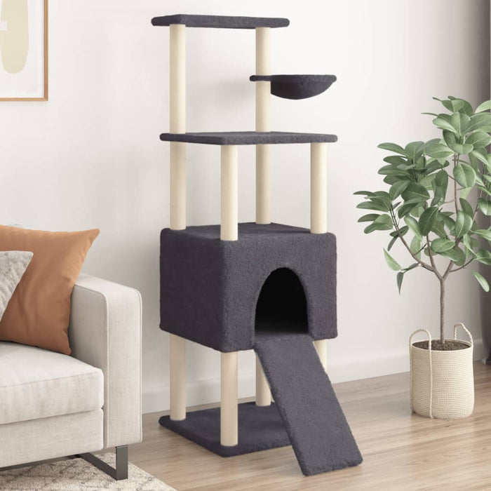 Ansamblu de pisici, stâlpi din funie sisal, gri închis, 153 cm WALTI