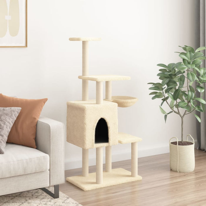 Ansamblu de pisici cu stâlpi din funie de sisal, crem, 131 cm - WALTI WALTI