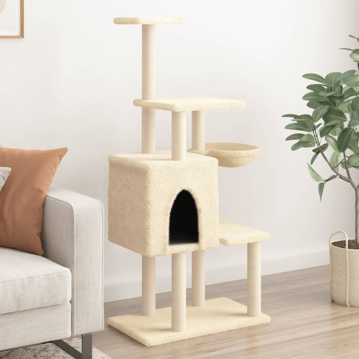 Ansamblu de pisici cu stâlpi din funie de sisal, crem, 131 cm - WALTI WALTI