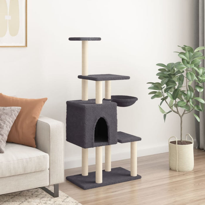 Ansamblu de pisici, stâlpi din funie sisal, gri închis, 131 cm - WALTI WALTI