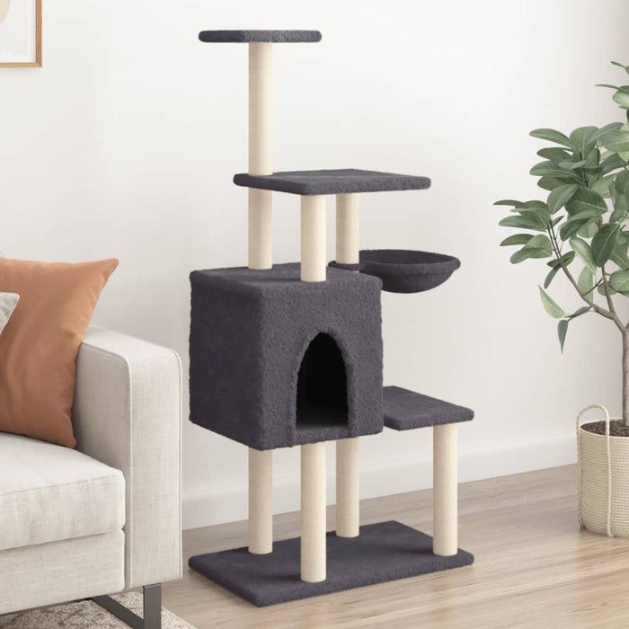 Ansamblu de pisici, stâlpi din funie sisal, gri închis, 131 cm - WALTI WALTI